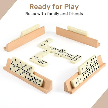 Dominoes Set Adults with 4 Wooden Racks
