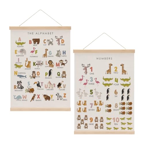 Cute Animal Number Chart Alphabet Poster Hanger