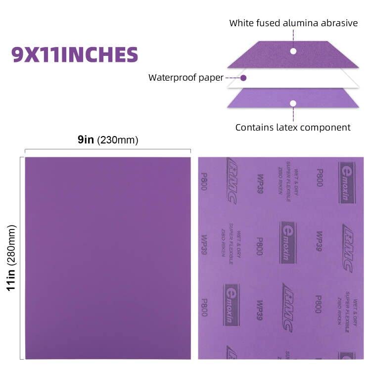 800 Grit Sanding Sheets 20 PCS 9 x 11 Inch Purple Alumina (20 Count)