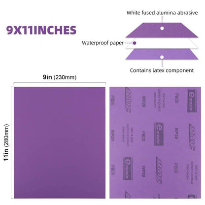 800 Grit Sanding Sheets 20 PCS 9 x 11 Inch Purple Alumina (20 Count)
