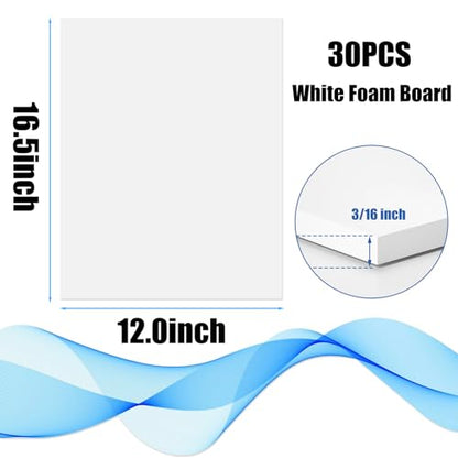 30Pack 12" x 16.5" White Foam Board with 3
