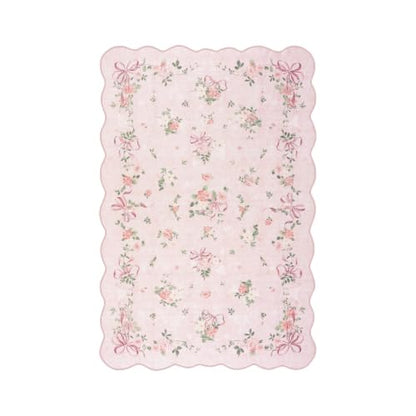 Pink Bow Floral Bedroom Rug