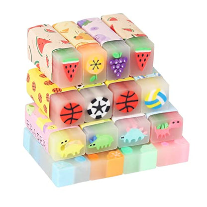 Cute Erasers for Kids Bulk 16 Pack Animal Food Fun Desk Pets Pencil Students School Supplies Prize Gifts Party Favors (16 个)