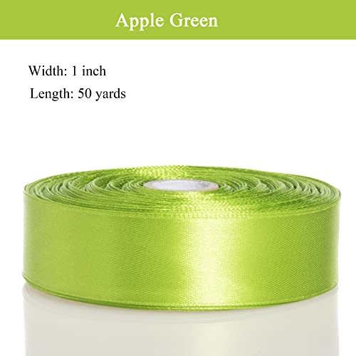 1 Inch Apple Green Solid Satin Ribbon for Gift Wrapping