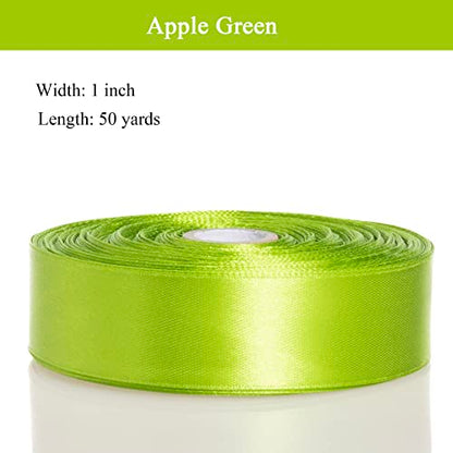 1 Inch Apple Green Solid Satin Ribbon for Gift Wrapping