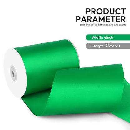 4 Inch 25 Yard Wide Satin Ribbon Green