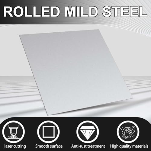 2 Pcs Mild Steel Sheet Cold Rolled 18 Gauge Metal Plate Weldable Metal Sheets for Professional Industrial DIY Use (2 Count)
