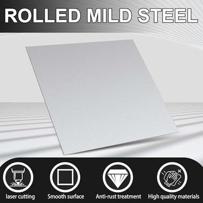 2 Pcs Mild Steel Sheet Cold Rolled 18 Gauge Metal Plate Weldable Metal Sheets for Professional Industrial DIY Use (2 Count)