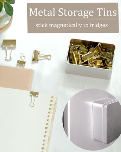 YUCHIYA 25 Pack Binder Clips with Magnetic Holder 3 Sizes Gold (25 Count)
