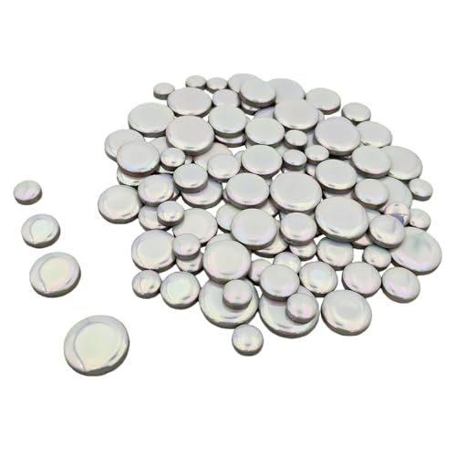 200g Iridescent Round Mosaic Tiles for Crafts Bulk (90 Count)