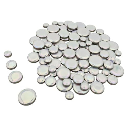 200g Iridescent Round Mosaic Tiles for Crafts Bulk (90 Count)