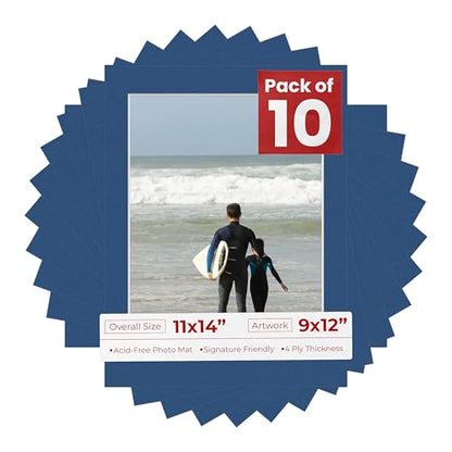 Pack of TEN 11x14 Mats Bevel Cut for 9x12 Photos (10 Count)
