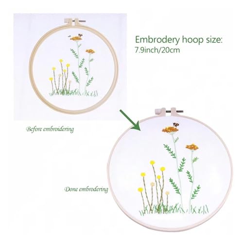 Needle Point Kits Adults Full Range of Starter Including Instructions Stamped Cloth with Pattern Hoop Color Threads and Tools Art Projects