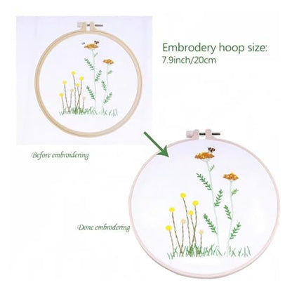 Embroidery Kits for Adults Full Range of Starter Including Instructions Stamped Cloth with Pattern Hoop Color Threads and Tools Punch Needle Kit