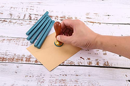 15Pcs Teal Blue Glue Gun Sealing Wax Sticks for Wax Seal Stamp (15 Count)