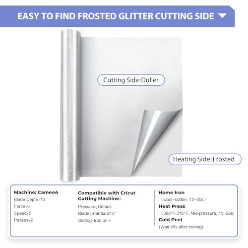 Glitter HTV 12" x 10ft Silver Glitter HTV Heat Transfer Vinyl