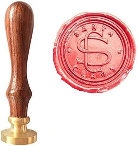 Vintage Santa Claus Monogram Sealing Wax Seal Stamp Wooden Handle Christmas Kit Custom Wedding Invitation Embellishment Christmas Gift Wrap Package Custom Logo Words Design Wax Seal Stamp Set