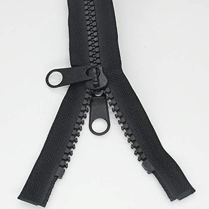 1PCS #10 114 Inch Heavy Duty Zippers for Sewing Separating Large Plastic Zippers Black Tape with Double Pull Tab Slider