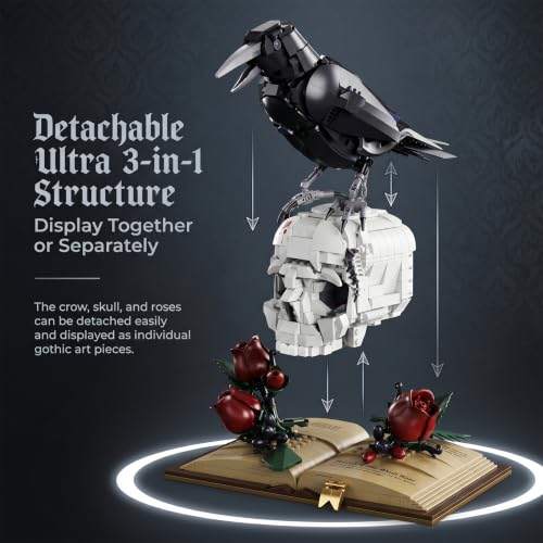 Skull Roses Flower & Raven Building Set