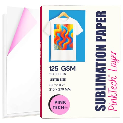 Hayes PinkTech Sublimation Paper 8.5x11 Inch 110 Sheets 125gsm for Inkjet Printer Epson Canon Sawgrass Heat Transfer Paper Works with Sublimation Ink for T (110 Count)