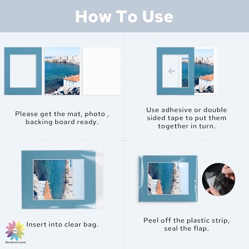 Mat Board Center 50 Pack 11x14 Mat+Backings+Bags for 8x10 Photo Mix Color