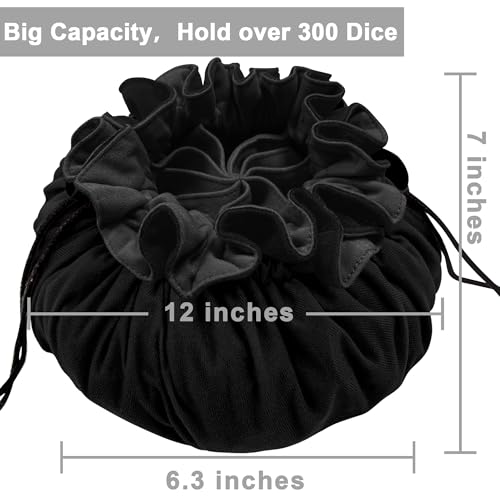 Large Dice Bag with Pockets Big Capacity Dice Bag Drawstring Pouch