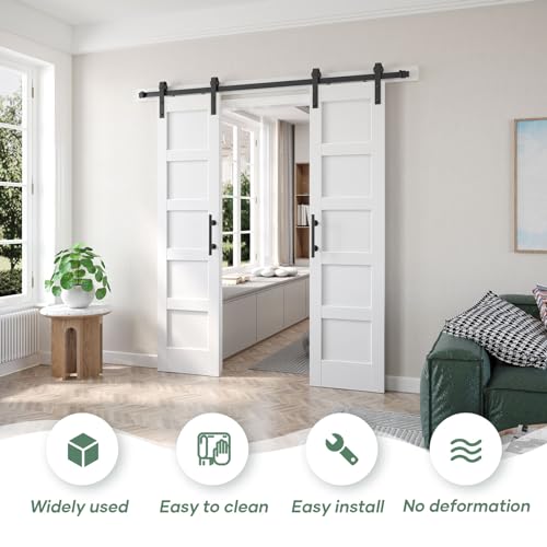 Double 21inx84in White Barn Door and 7FT Sliding Barn Door Hardware Kit Included