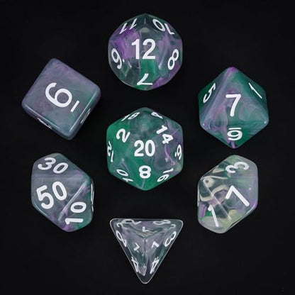 7 Die DND Dice Set Polyhedral Dice Set with a Leather Dice Bag (7 Count)