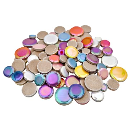 200g Iridescent Round Mosaic Tiles for Crafts Bulk