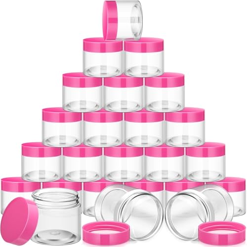 12 Pack 1 oz Plastic Container Jars with Lids Round Clear Travel Cosmetic Container Slime Jars for Toiletries (12 Count)