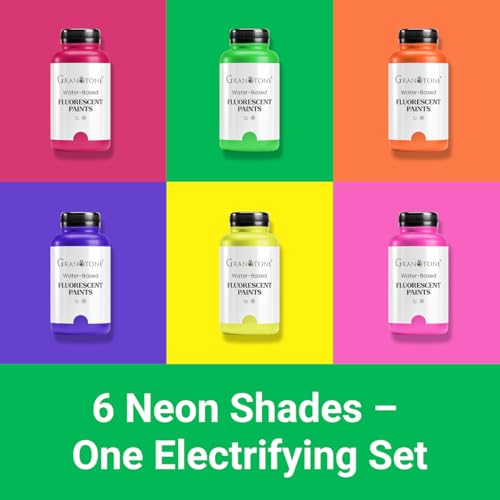 Neon Acrylic Paint Set 6 Colors 8 oz Each (48 Fl Oz)