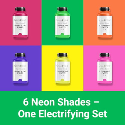 Neon Acrylic Paint Set 6 Colors 8 oz Each (48 Fl Oz)