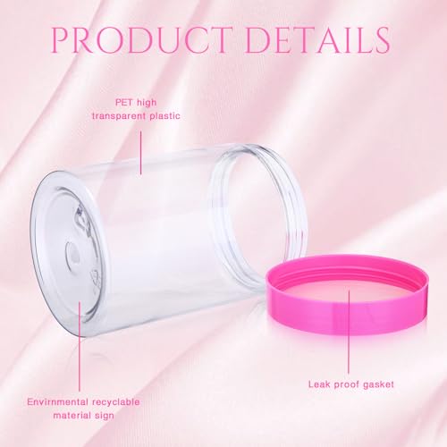 12 Pack 10 oz Plastic Container Jars with Lids Round Clear Travel Cosmetic Container Slime Jars for Toiletries (12 Count)