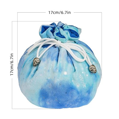 DND Dice Bags Large with Pockets Blue Storage Bag for D&D RPG Game (5.29 Ounce)