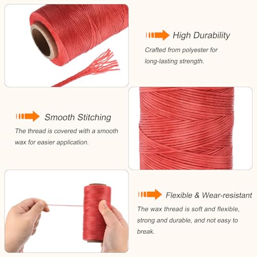 Waxed Thread 197 Yard 1mm 210D Flat Wax Thread Polyester Waxed String for Leather Sewing Hand Weaving Book Binding Home Decoration