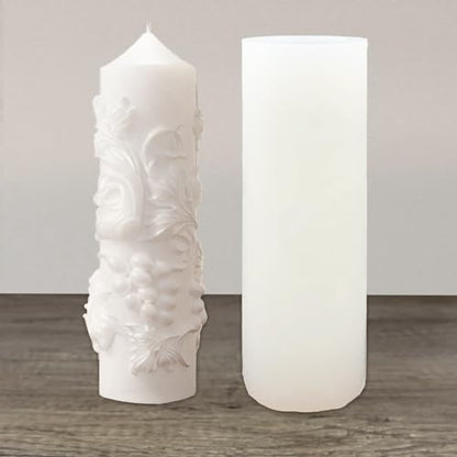 Vintage Grape Pillar Thick Silicone Candle Mold
