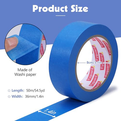 10Rolls Blue Painters Tape 1.5In×55Yd Wide Blue Masking Tape for Painting