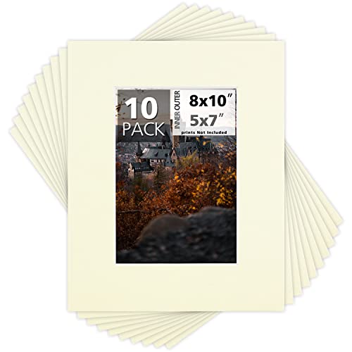 Mat Board Center 10 Pack 8x10 Photo Mats for 5x7 Picture
