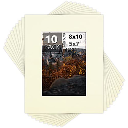 Mat Board Center 10 Pack 8x10 Photo Mats for 5x7 Picture