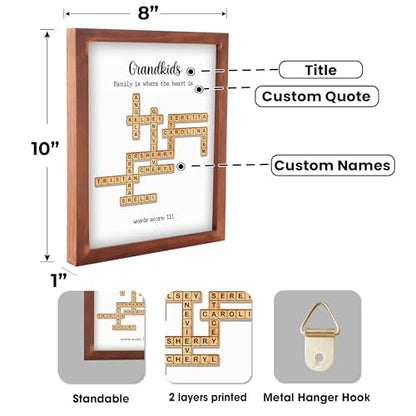 Personalized Crossword Family Name Wall Art Decor Living Room Customized Family Letter Title Name Puzzle for Gift for Lovers (5 Count)