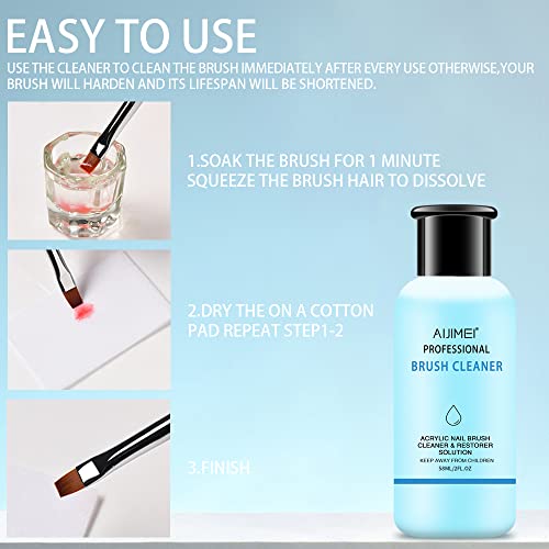 Acrylic Nail Brush Cleaner Acrylic Brush Cleaner Liquid Acrylic Paint Brush Cleaner Nails Artist Acrylic Brush Cleaner 58ml 2.1 FL.OZ (2 Fl Oz)