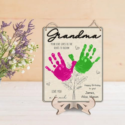 Grandma Handprint Floral Plaque