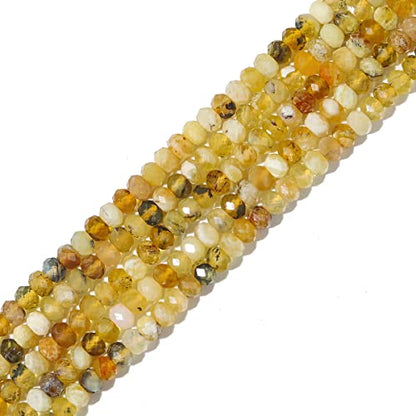 Natural Yellow Opal Beads 4x2mm 120pcs Faceted Rondelle Loose Semi Gemstone Beads for Jewelry Making Design (120 Count)