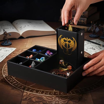 DND Dice Tray and Dice Tower with Storage