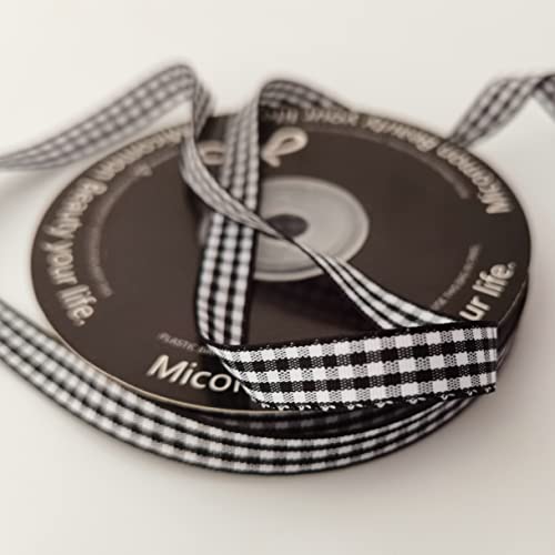 Buffalo Check Ribbon Black and White Gingham Ribbon 25 Yards for Crafts 3 (75 Foot)