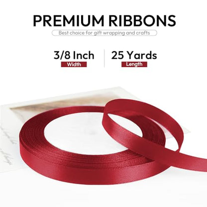 3 8 Inch 25 Yards Satin Ribbon Wine Red