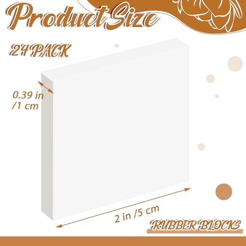 24 Pcs 2" x 2" Rubber Carving Block Printmaking Stamp (24 Count)