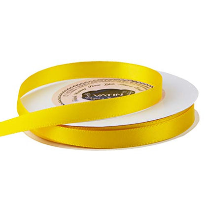 3 8 inches Double Faced Maize Yellow Polyester Satin Ribbon (150 Foot)