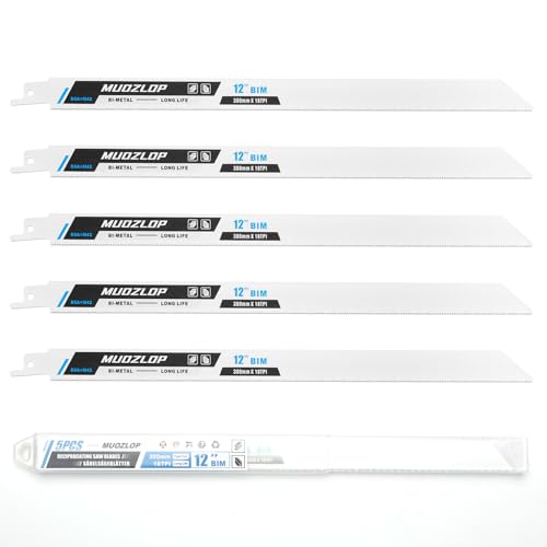 5Pack 12inch 18TPI Metal Reciprocating Saw Blades Set (5 Count)