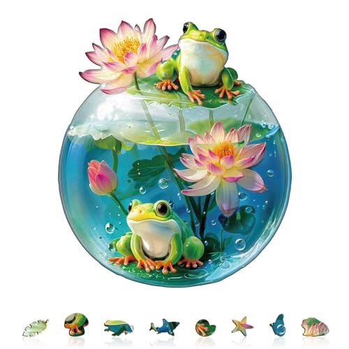 Aquarium Frog Puzzles Adults Gifts for Women Men Wooden 175 Pieces 11.4 x 9.9in